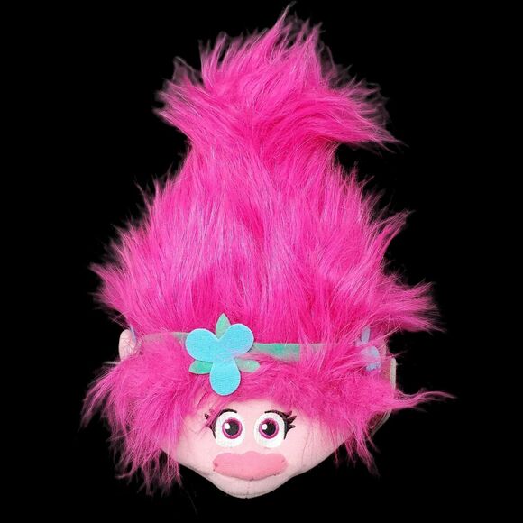 DreamWorks Fuzzbies Trolls Doll Plush Stuffed Poppy 11" Hot Pink Head Ball Hair - Picture 1 of 4